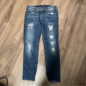 Silver Sam Jeans Dark Blue Distressed Skinny Jeans